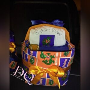 Football “Gators” baby shower diaper bassinet
